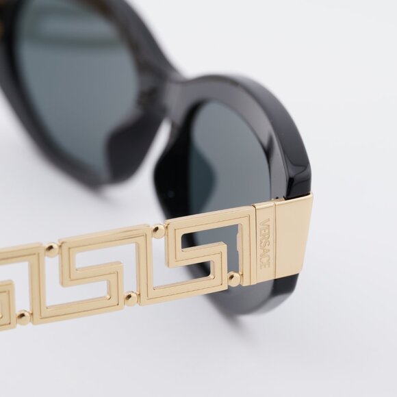 Versace VE4501 GB1/87 Sunglasses Black Cat Eye Frame, Dark Grey Lenses - Picture 4 of 9